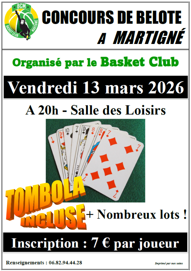 Concours de Belote - Vendredi 13 mars